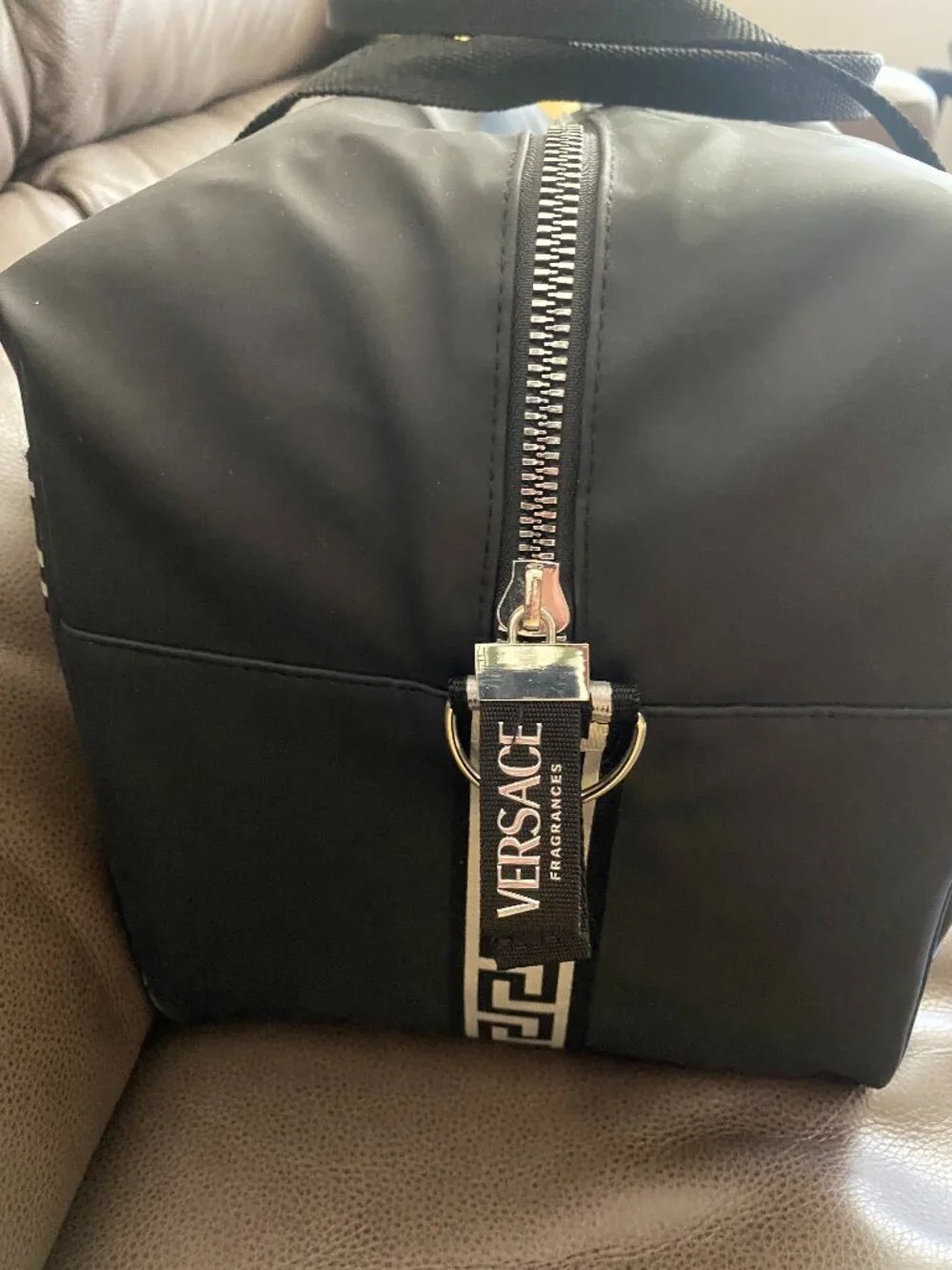 Versace Black Duffel Overnight Bag